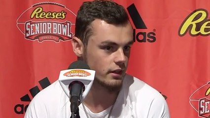 Trace McSorley addresses media from Senior Bowl practice