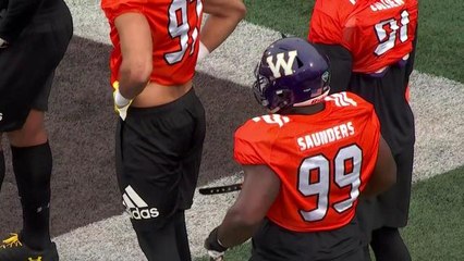 Khalen Saunders expecting his baby during Senior Bowl practice