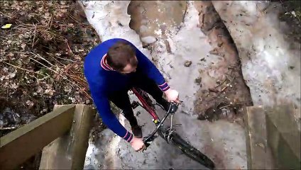 Biking Over Icy Water Fail