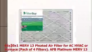 FilterBuy 16x20x1 MERV 13 Pleated AC Furnace Air Filter Pack of 4 Filters 16x20x1