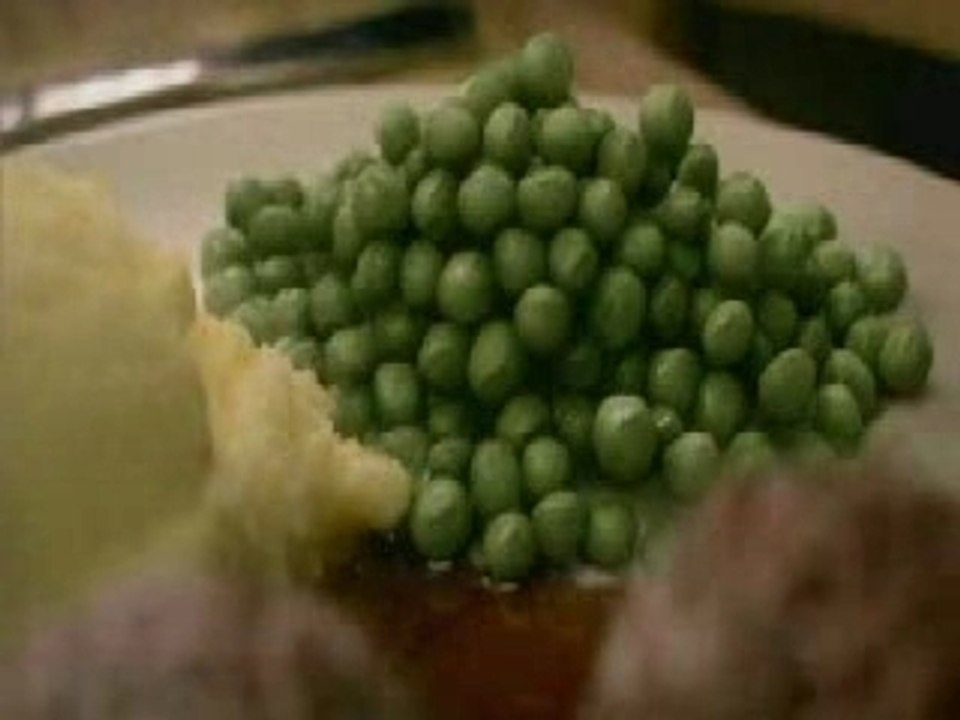 Pub proximus boulette, purée et petit pois qui chantent