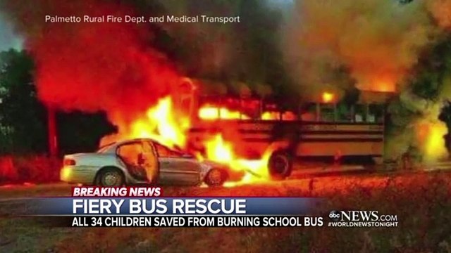 Bus Driver Saves 34 Children After School Bus Catches Fire