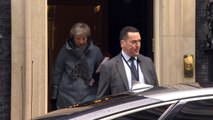 Theresa May departs Downing Street for PMQs