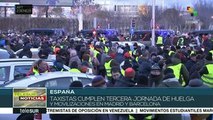 España: tercera jornada de huelga de taxistas en Madrid y Barcelona