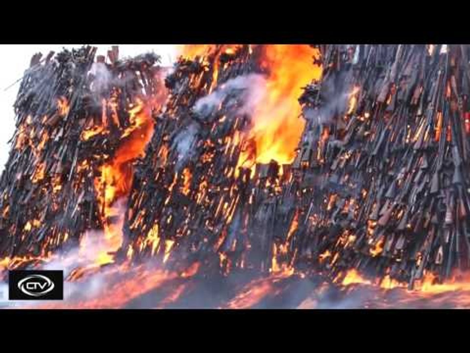 Kenya sets alight illicit arm stockpile