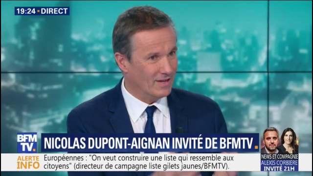 Liste gilets jaunes aux européennes: Nicolas Dupont-Aignan réagit, Il ne suffit pas d'annoncer une liste, il faut avoir un projet