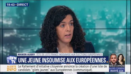 Liste Gilets Jaunes: pour Manon Aubry (LFI), "c'est toujours une bonne nouvelle quand des personnes s'engagent en politique"