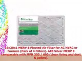 FilterBuy AFB MERV 8 16x20x1 Pleated AC Furnace Air Filter Pack of 4 Filters 16x20x1