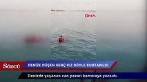 Polis denize düşen kızı böyle kurtardı