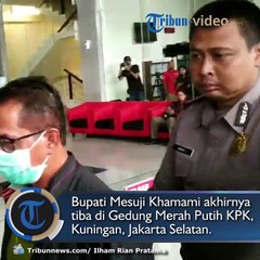 Separuh Wajah Ditutupi Masker, Bupati Mesuji Khamami Tampak Tenang Tiba di Gedung KPK