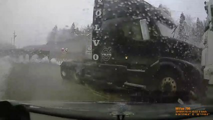 Descargar video: Ce camion bloqué sur un passage à niveau se fait détruire au passage du train