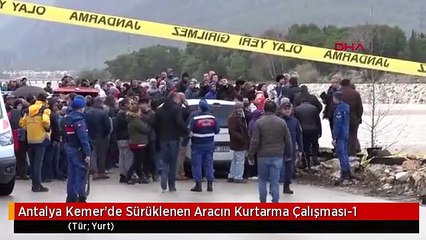 Antalya Kemer'de Sürüklenen Aracın Kurtarma Çalışması-1