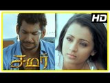 Samar Tamil Movie Scenes | Vishal waits for Sunaina | Vishal meets Trisha | Sampath Raj
