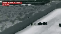 Surveillance Video: Central American Migrants Scale Border Wall With A Ladder Before CBP Catches Them