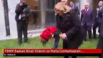 TBMM Başkanı Binali Yıldırım ve Malta Cumhurbaşkanı TBMM'de Bombalanan Yeri Ziyaret Etti