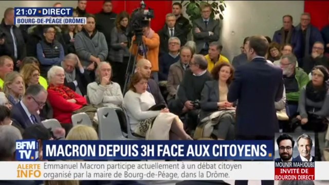 Face à une gilet jaune, Emmanuel Macron indique qu'il aura aussi des débats avec citoyens, pas des gilets jaunes