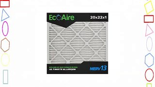 EcoAire 20x22x1 MERV 13 Pleated Air Filter 20x22x1 Box of 6 Made in the USA