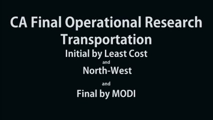 CA Final AMA OR | Transportation - Initial by Least Cost and North-West and Final by MODI