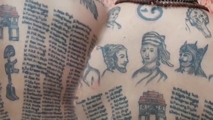 अनूठा देशप्रेमः शरीर पर बनवाए 600 से ज्‍यादा महापुरुषों-शहीदों के नाम का टैटू