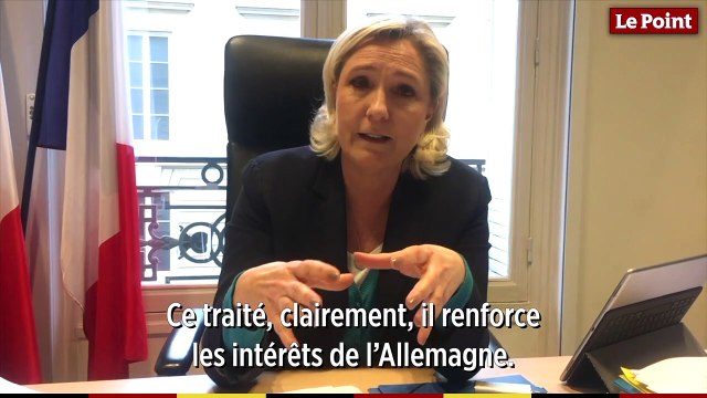 Traité d'Aix-la-Chapelle : Un abandon de notre puissance , selon Marine Le Pen.