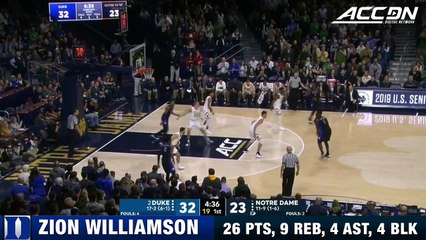 Duke's Zion Williamson Does It All Against Notre Dame