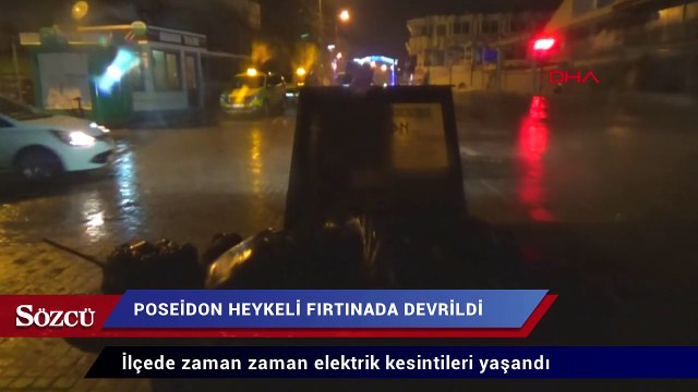 Didim’de fırtına, Poseidon heykeli devrildi