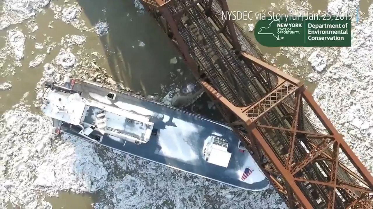 Heavy Icy Floes Dislodged 8 Boats From Their Moorings On the Hudson River