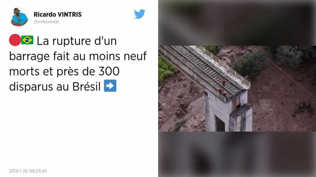 Rupture d’un barrage minier au Brésil. Le bilan s'alourdit à 9 morts et 300 disparus
