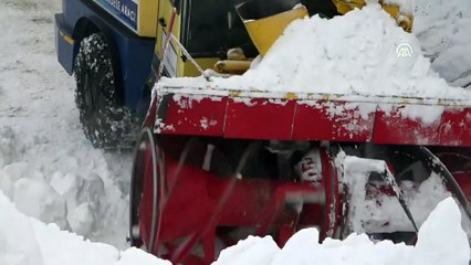 Kar kalınlığı 10 metreyi bulan Üçevler grup yolunda yol açma çalışmaları - MUŞ