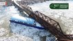 Dramatic Video Shows Boats Colliding With Bridge Amid Ice Jams
