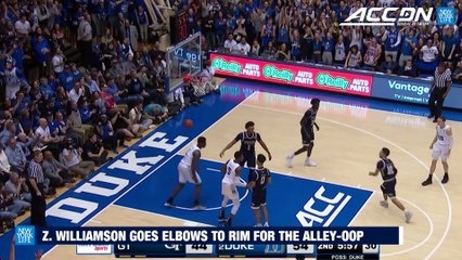 Duke's Zion Williamson Goes Elbows To Rim For The Alley-Oop Dunk