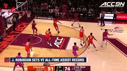 Justin Robinson Sets Virginia Tech Career Assist Record