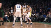Curry pulls out trademark shimmy after nailing a three