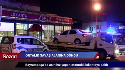 Bayrampaşa'da otomobil lokantaya daldı