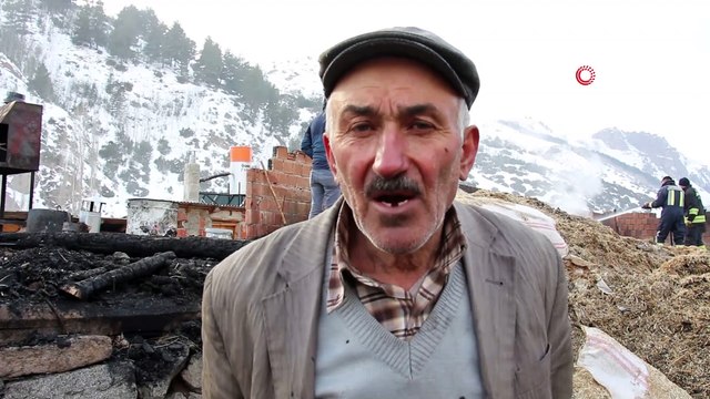 Oltu’da ahır ve merek yangını.. 24 büyükbaş hayvan son anda kurtarıldı