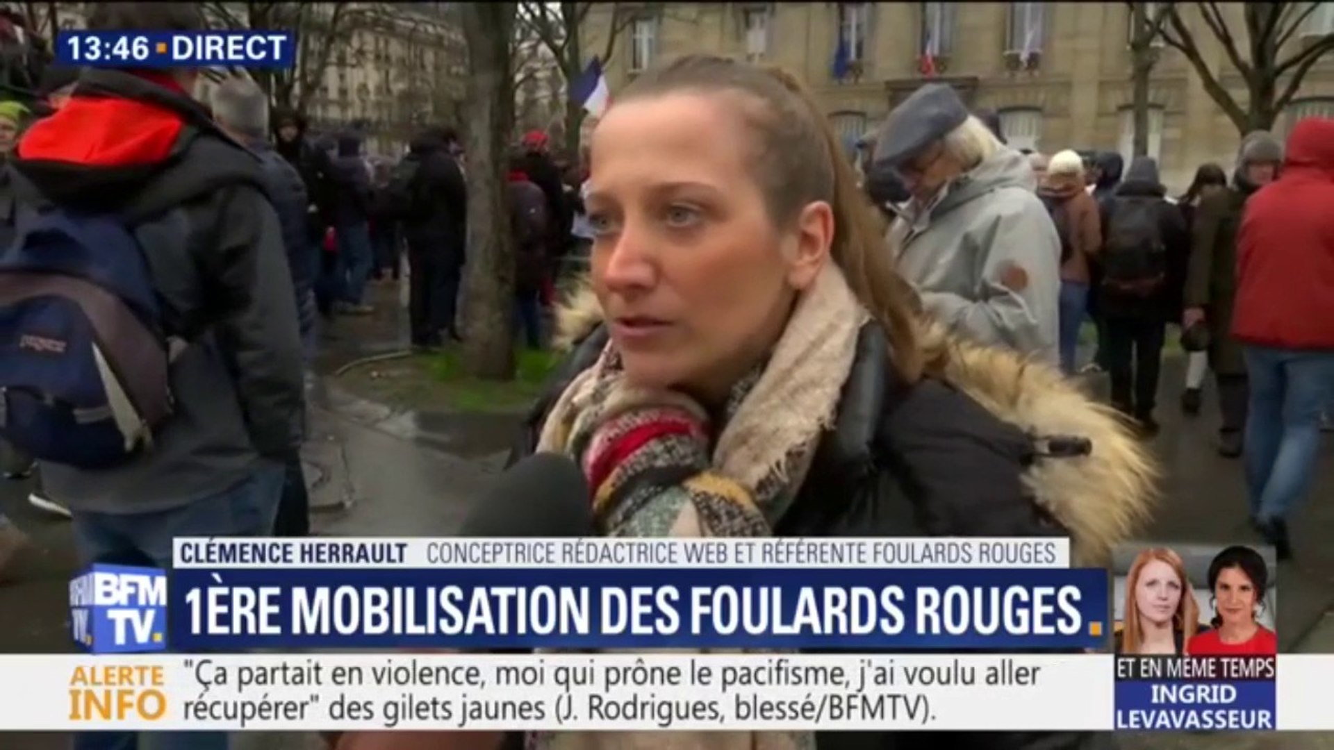Clémence, référente "foulards rouges" affirme: "le mouvement est  apolitique" - Vidéo Dailymotion