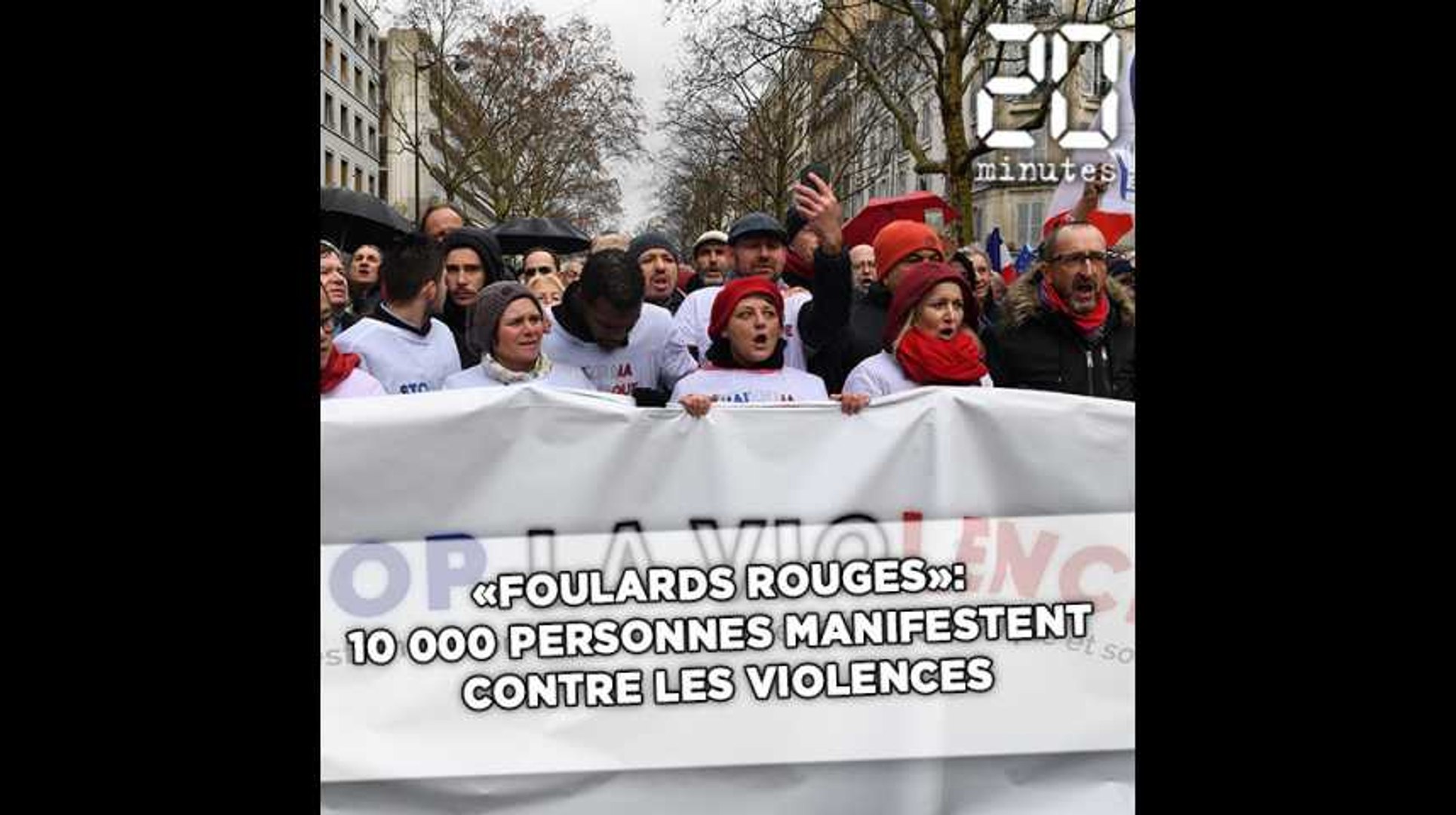 Foulards rouges»: 10.000 personnes manifestent à Paris contre les violences  des «gilets jaunes» - Vidéo Dailymotion