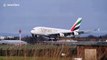 Emirates pilot skilfully lands Airbus A380 despite near-50mph winds at Manchester Airport