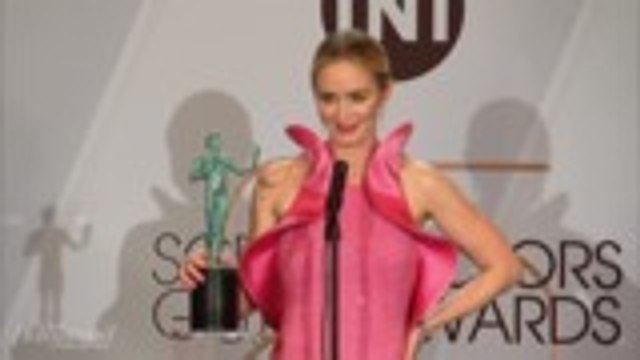 Emily Blunt Talks Working with Husband John Krasinski Backstage at SAG Awards 2019