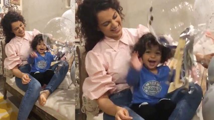Manikarnika: Kangana Ranaut enjoys with her nephew Prithvi Raj; Watch Video | FilmiBeat