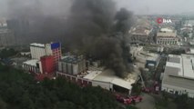 Güngören'deki Fabrika Yangını Havadan Görüntülendi
