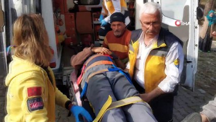 Mezarlıkta üzerine kesilen ağaç devrilen yaşlı adam ağır yaralandı