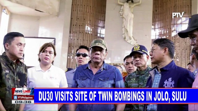 Du30 visits site of twin bombings in Jolo, Sulu
