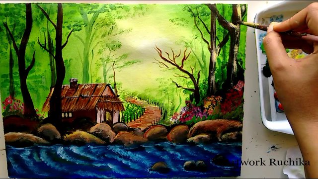 Jungle Hut Scenery | Acrylic Painting Tutorial