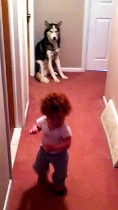 Cette fillette se blottit contre son chien quand elle entend l'aspirateur