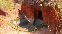 Dig a mountain to build the most beautiful natural waterfall swimming pool