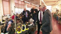 Prince Charles visits Northampton Shoe Factory