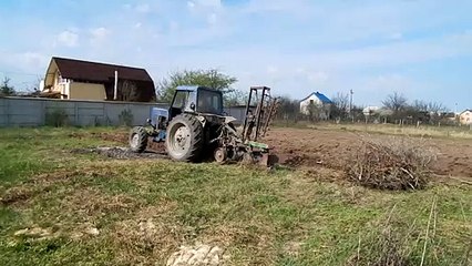 Tractor plows the land on the land