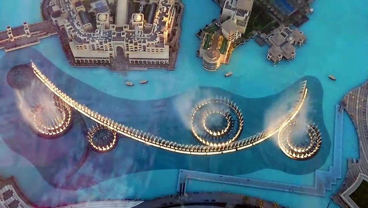 Dubai Fountains viewed from the Top of Burj Khalifa