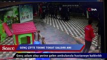 Genç çifte tekme tokat saldırı anı kamerada